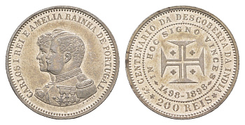 Португалия 200 реалов (рейсов) 1898 400 лет Открытию Индии KM 537 серебро aUNC 3896-321