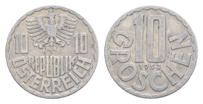 Австрия 10 грошей 1953 KM 2878 алюминий 4632-646