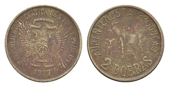Сан-Томе и Принсипи 2 добры 1977 KM 27 медно-никель 4643-565