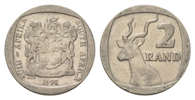 ЮАР 2 ранда 1990 KM 139 медь плакированная никелем 4626-1052
