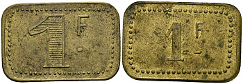 Франция 1 франк ND ресторанный жетон латунь 4166-133
