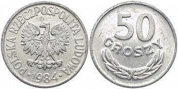 ПОЛЬША 50 ГРОШЕЙ 1984 MW KM 48.1 алюминий UNC 4448-241