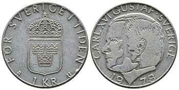 Швеция 1 крона 1978 Карл XVI Густав (1973- ) KM 852 медь плакированная медно-никелем 4110-946