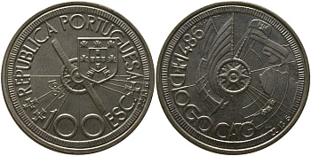 Португалия 100 эскудо 1987 INCM, Золотой век открытий - Диогу Кан KM 641 медно-никель aUNC 4587-1125