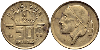 БЕЛЬГИЯ 50 САНТИМОВ 1965 BELGIQUE KM 148.1 бронза 4392-839