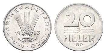 Венгрия 20 филлеров 1983 BP KM 573 алюминий 4665-1218