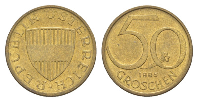 Австрия 50 грошей 1985 KM 2885 алюминиевая бронза UNC 4124-337