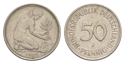 ФРГ 50 пфеннигов 1981 J KM 109.2, J. 384a медно-никель 4632-466
