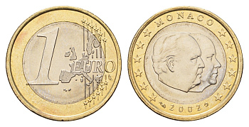 Монако 1 евро 2002 KM 173 биметалл UNC 67-1145