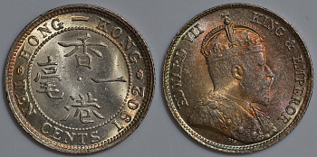 Гонконг 10 центов 1902 Эдуард VII (1901-1910) KM 13 серебро UNC 91-635