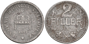 Венгрия 2 филлера 1901 КВ, Франц Иосиф I (1848-1916) KM 481 бронза 54-1018