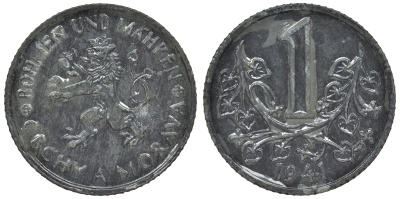 Богемия и Моравия 1 крона 1941 германский протекторат KM 4 цинк 4121-127