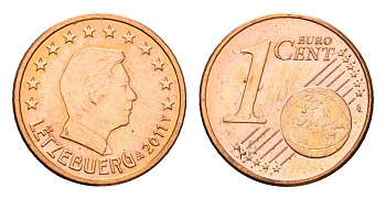 Люксембург 1 евроцент 2011 KM 75 сталь плакированная медью UNC 4602-568