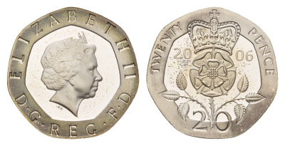 Великобритания 20 пенсов 2006 Елизавета II (1952-2022), тираж 8.000 экземпляров KM 990a, Spink G3 серебро PROOF 1095-7-54