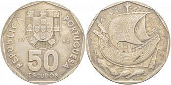 ПОРТУГАЛИЯ 50 ЭСКУДО 1986 KM 636 медно-никель 51-4236