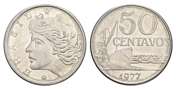 Бразилия 50 сентаво 1977 KM 580b нержавеющая сталь UNC 4642-1127