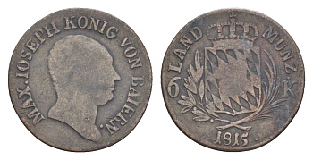 Бавария 6 крейцеров 1815 Максимилиан I (1806-1825) KM 686 серебро 4649-456