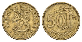 Финляндия 50 пенни 1963 KM 48 алюминиевая бронза 4646-551