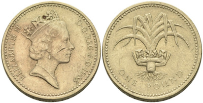 Великобритания 1 фунт 1985 Елизавета II (1952-2022) KM 941, Spink 4331 никель латунь 4116-856