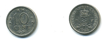 Нидерландские Антилы 10 центов 1981 Беатрикс (1980-2013) KM 10 никель 4364-855