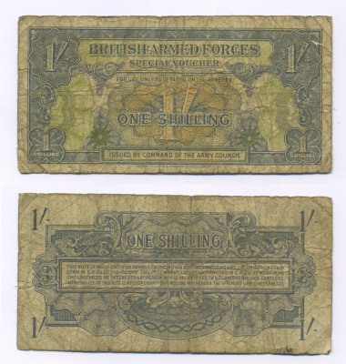 АНГЛИЯ 1 ШИЛЛИНГ 1946 ДЛЯ ВООРУЖЕННЫХ СИЛ Pick М11а бумага 6300-23-3-2