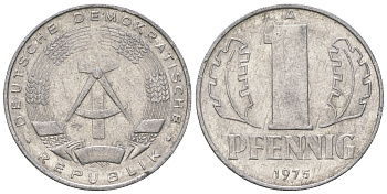 ГДР 1 пфенниг 1975 А KM 8.1 алюминий 4615-1246