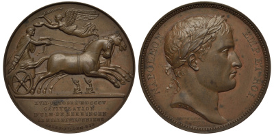 Ульм медаль 1806 Наполеон, на взятие Ульма в 1805 году, 40,5 мм Bramsen 433, Slg. Julius 1414 бронза 00-00