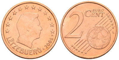Люксембург 2 евроцента 2009 KM 76 сталь плакированная медью 4147-814