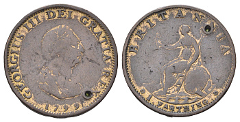 Великобритания 1 фартинг 1799 Георг III (1760-1820) KM 646, Spink 3779 медь 4707-826