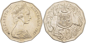 Австралия 50 центов 1981 Елизавета II (1952-2022), герб, кенгуру KM 68 медно-никель 4184-1032