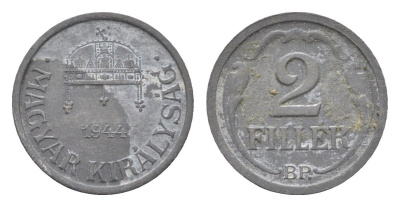 Венгрия 2 филлера 1944 BP KM 519 цинк 4665-611