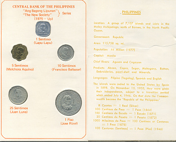 Филиппины набор из 5 монет 1975 в оригинальном картонном буклете UNC 00-00