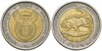 ЮАР 5 рандов 2004 KM 281 биметалл 4364-2441