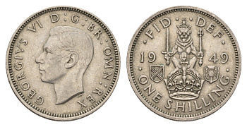 Великобритания 1 шиллинг 1949 Георг VI (1936-1952), Шотландский герб KM 877, Spink 4109 медно-никель 4671-1216