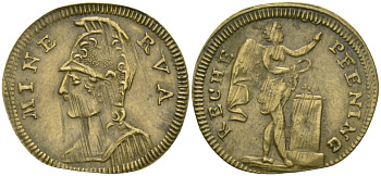 ГЕРМАНИЯ ТОКЕН, ЖЕТОН ND MINERVA, БОГИНЯ МУДРОСТИ, ПЬЕДЕСТАЛ желтый металл 99-1027