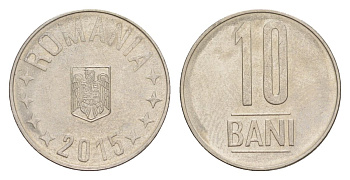 Румыния 10 бань (бани) 2015 KM 191 сталь плакированная никелем UNC 4632-1022