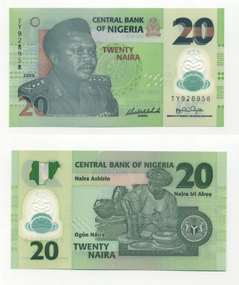Нигерия 20 найра 2009 Муртала Мухаммед Pick 34 e пластик UNC (пресс) 6283-43-3