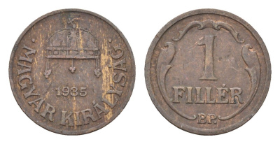 Венгрия 1 филлер 1935 BP KM 505 бронза 4664-816