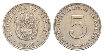 Панама 5 сентесимо 1962 KM 23.2 медно-никель 4643-1242