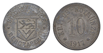 Бергцаберн 10 пфеннигов 1917 Funck 37.2, Men05 1804.2, Men18 2333.2 цинк 4547-646