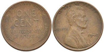 США 1 ЦЕНТ 1942 ЛИНКОЛЬН KM 132 бронза 3309-454