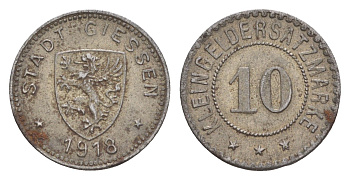 Гисен 10 пфеннигов 1918 Funck 159.3, Men18 11265.3 железо 4636-815