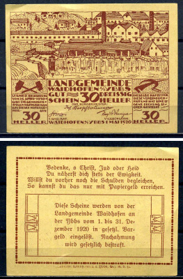 Вайдхофен-на-Ибсе 30 геллеров 1920 Jaksc/Pick?PR1126a-30 бумага aUNC 7556-26-3-1