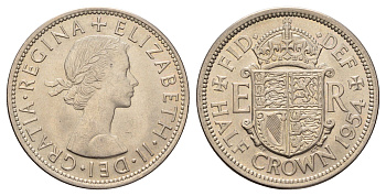 Великобритания 1/2 кроны 1954 Елизавета II (1952-2022) KM 907, Spink 4145 медно-никель UNC 51-1426