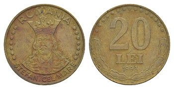 Румыния 20 леев 1993 KM 109 сталь плакированная латунью 4635-231