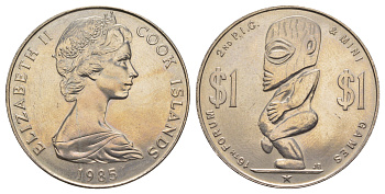 Острова Кука 1 доллар 1985 16th Forum, 2nd P.I.C. and Mini Games KM 30 медно-никель BU 4184-913