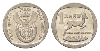 ЮАР 1 ранд 2005 KM 295 медь плакированная никелем 4627-434