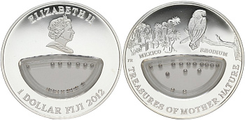 Фиджи 1 доллар 2012 серия Сокровища матери-природы, родий, в оригинальной коробке, с сертификатом KM 458 серебро PROOF 00-00-00