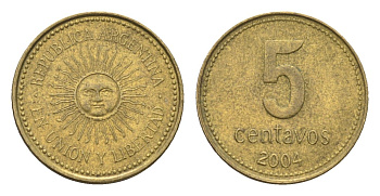 Аргентина 5 сентаво 2004 KM 109 алюминиевая бронза 4664-541