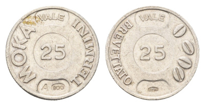 Италия кофейный жетон в 25 баллов 1960-1962 диаметр 19 мм, вес 3 гр серебро 4669-267